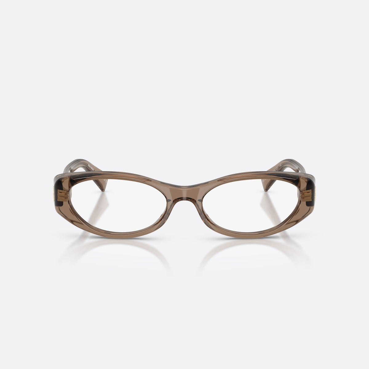 Rame ochelari de vedere Miu Miu MU 03ZV 26M1O1, ovali maro, pentru femei, punte keyhole, litere ale brandului pe braț, ramă completă, vedere din față