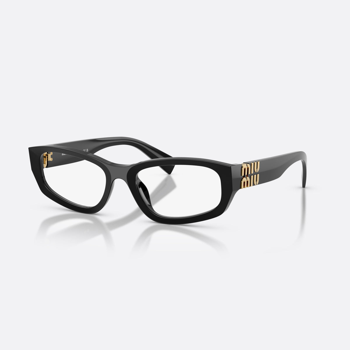 Rame ochelari de vedere Miu Miu MU 04YV 16K1O1, neregulat negru, pentru femei, punte simplă, integrată în ramă, brațe late, conice