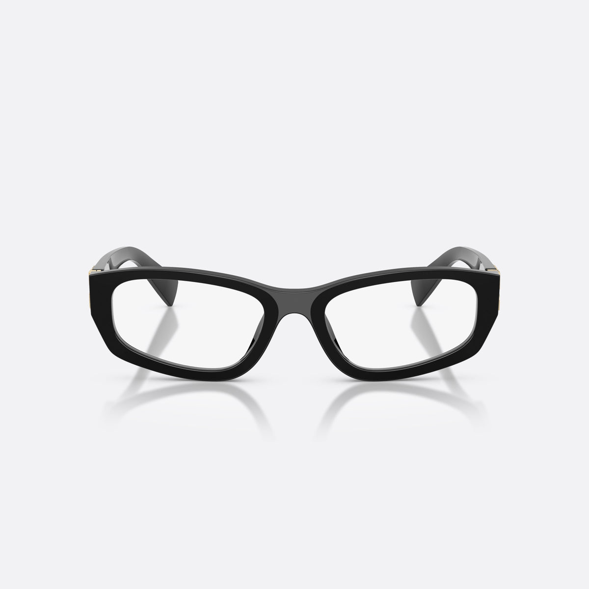 Rame ochelari de vedere Miu Miu MU 04YV 16K1O1, neregulat negru, pentru femei, punte simplă, integrată în ramă, brațe late, conice, vedere din față
