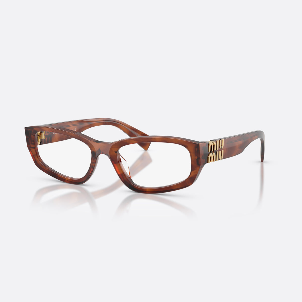 Rame ochelari de vedere Miu Miu MU 04YV 26E1O1, neregulat maro, pentru femei, punte simplă integrată, literele brandului pe braț