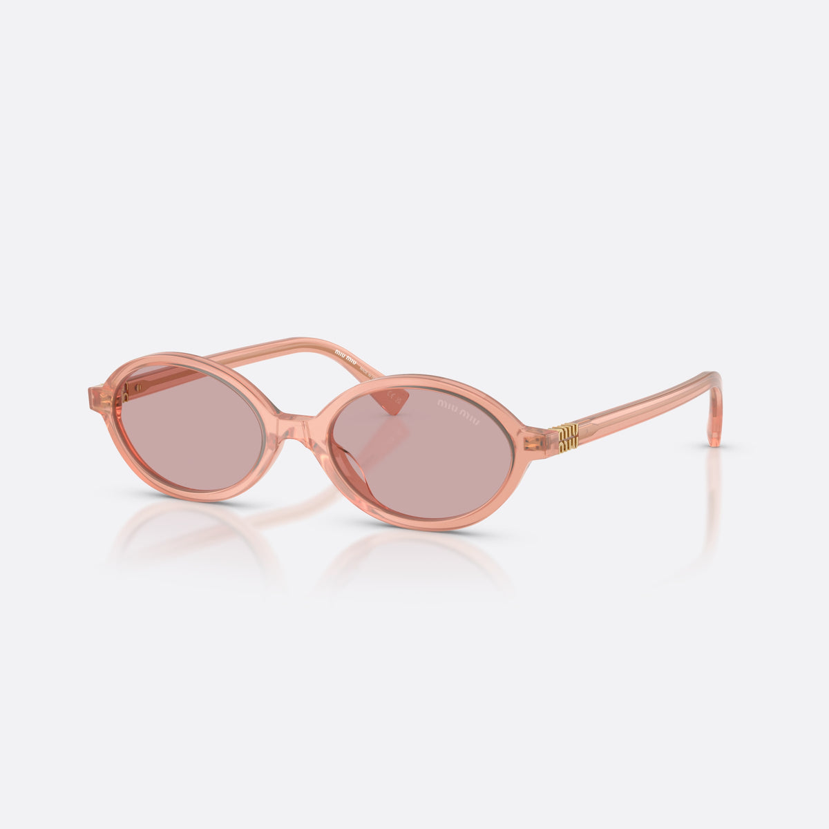 Ochelari de soare Miu Miu MU 04ZS 20I60V, ovali roz, pentru femei, punte simplă integrată, placă cu logoul brandului pe braț