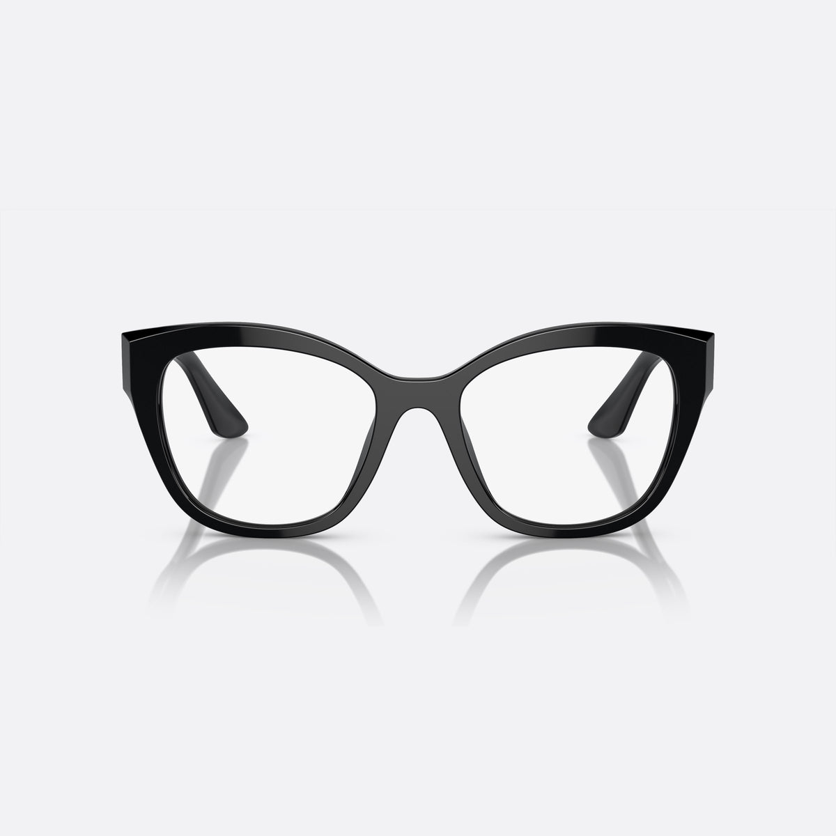 Miu Miu MU 05XV 1AB1O1 A eyeglasses, black square frame for women, plain combined bridge, brand lettering on temples
