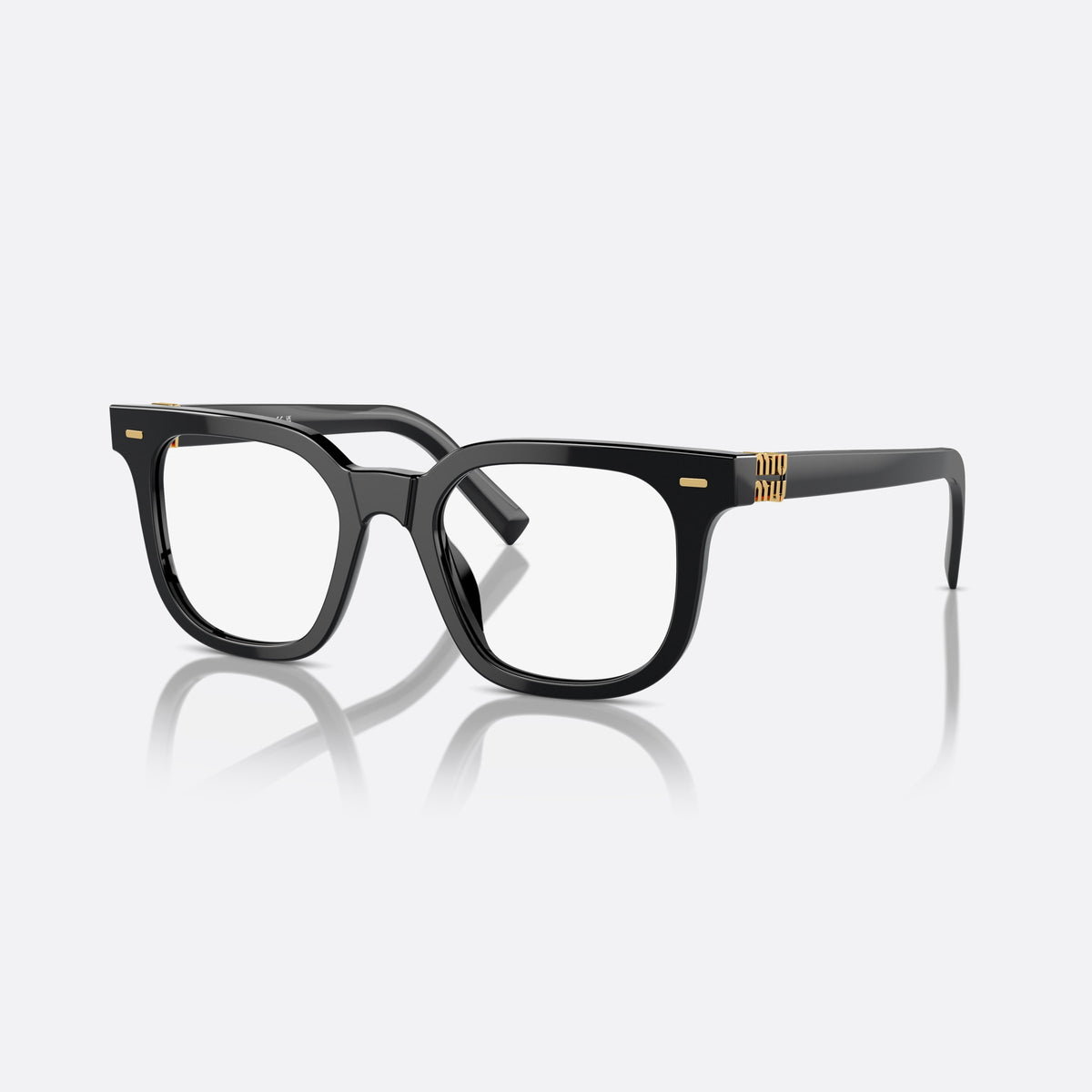 Miu Miu MU 06XV 16K-1O1 eyeglasses, black squared frame for women, plain bridge, integrated into frame, full-rim frame