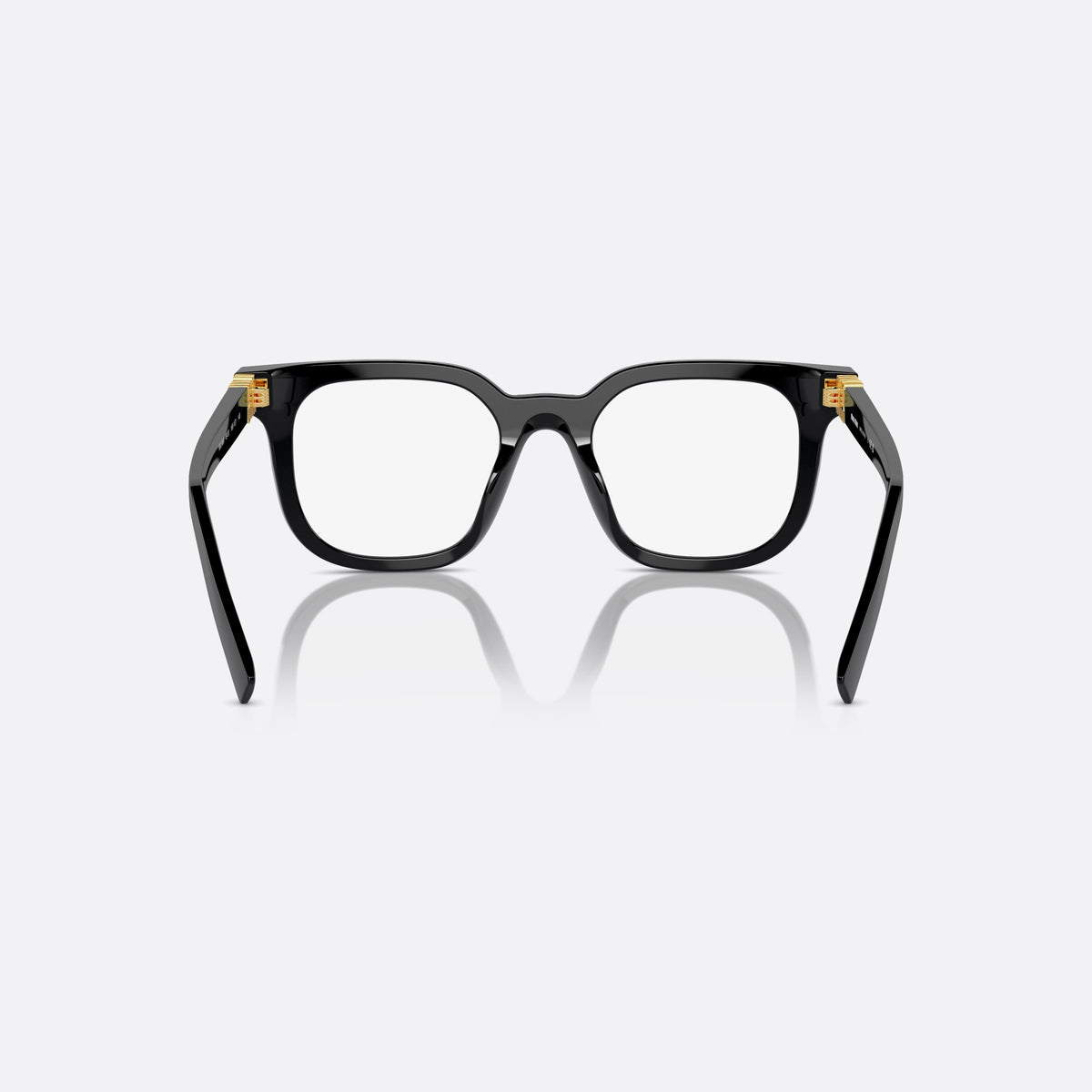 Miu Miu MU 06XV 16K-1O1 eyeglasses, black squared frame for women, plain bridge, integrated into frame, full-rim frame, back view