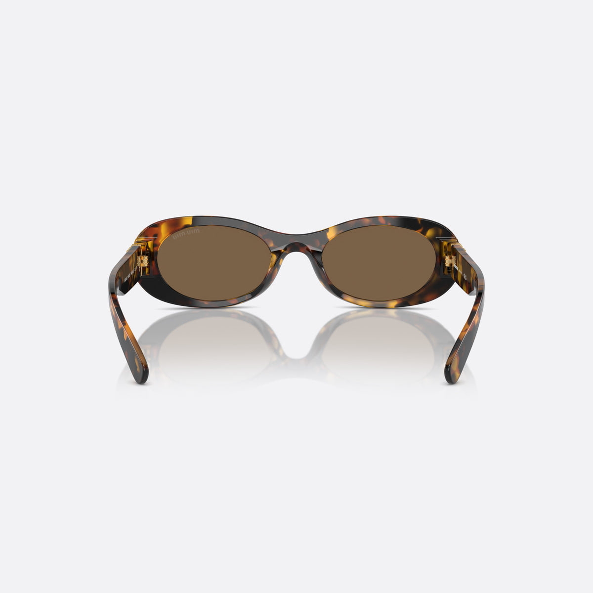 Miu Miu MU 06ZS VAU-06B A sunglasses, havana oval frame for women, plain integrated bridge, brand lettering on temples