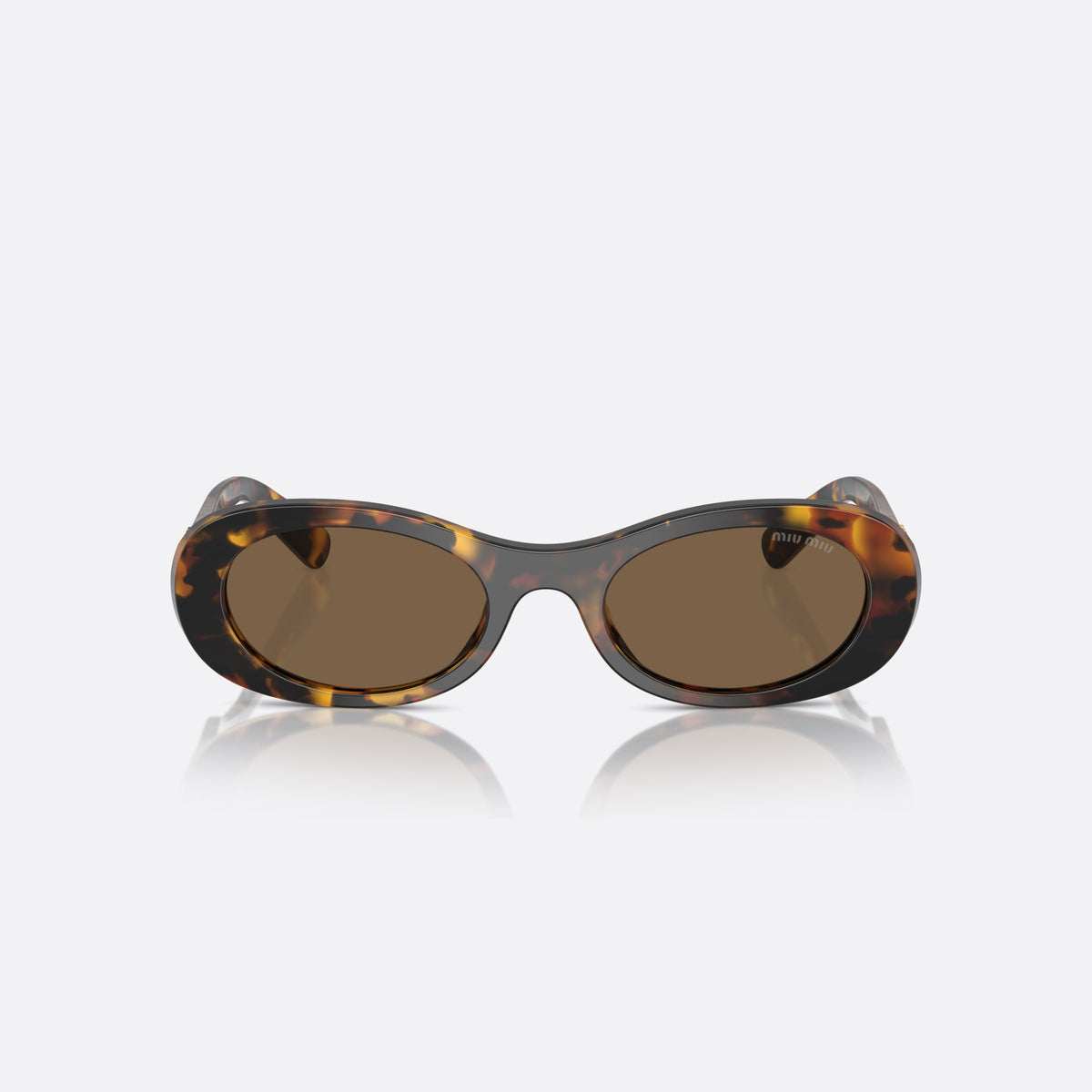 Miu Miu MU 06ZS VAU-06B A sunglasses, havana oval frame for women, plain integrated bridge, brand lettering on temples