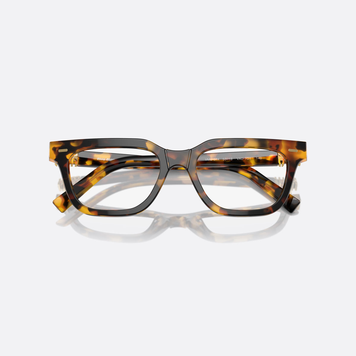 Rame ochelari de vedere Miu Miu MU 07XV VAU-1O1, rectangulari havana, pentru femei, punte dublă simplă, literele brandului pe brațe