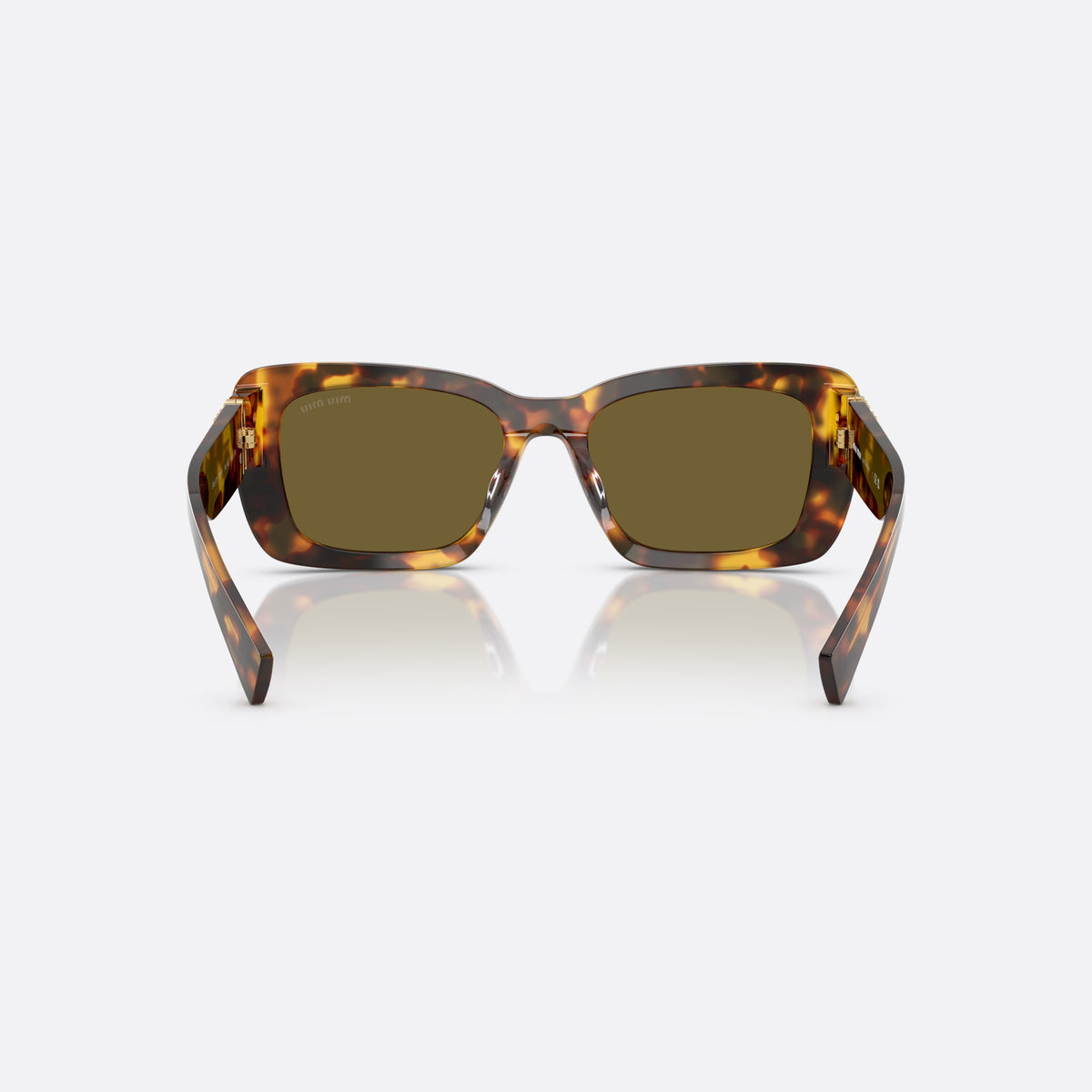 Ochelari de soare Miu Miu MU 07YS 14L09Z, visor havana, pentru femei, punte simplă, literele brandului pe brațe, vedere din spate