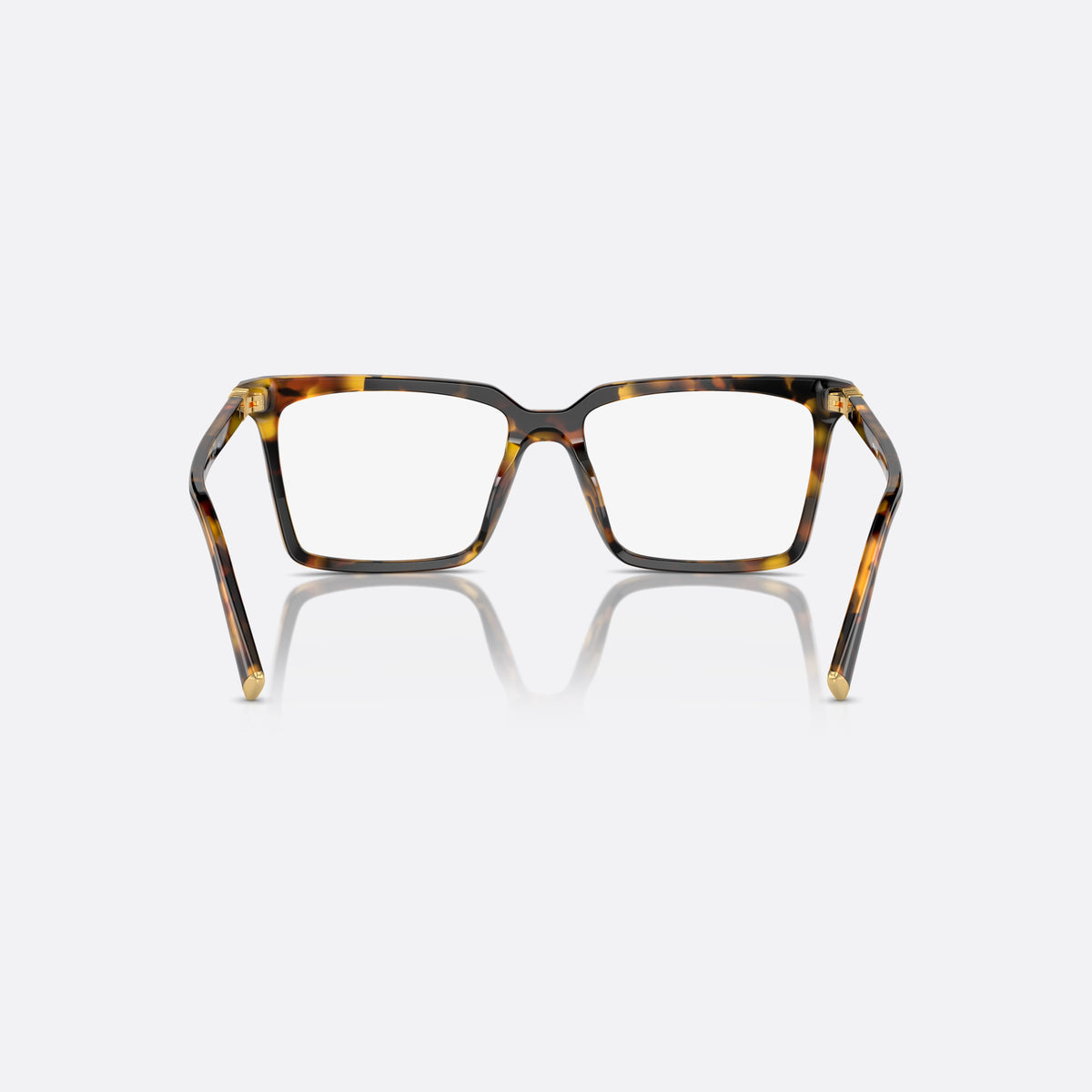 Miu Miu MU 08XV VAU-1O1 eyeglasses, havana square frame for women, plain bridge, brand lettering on temples