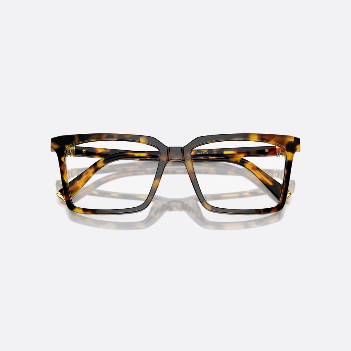 Miu Miu MU 08XV VAU-1O1 eyeglasses, havana square frame for women, plain bridge, brand lettering on temples