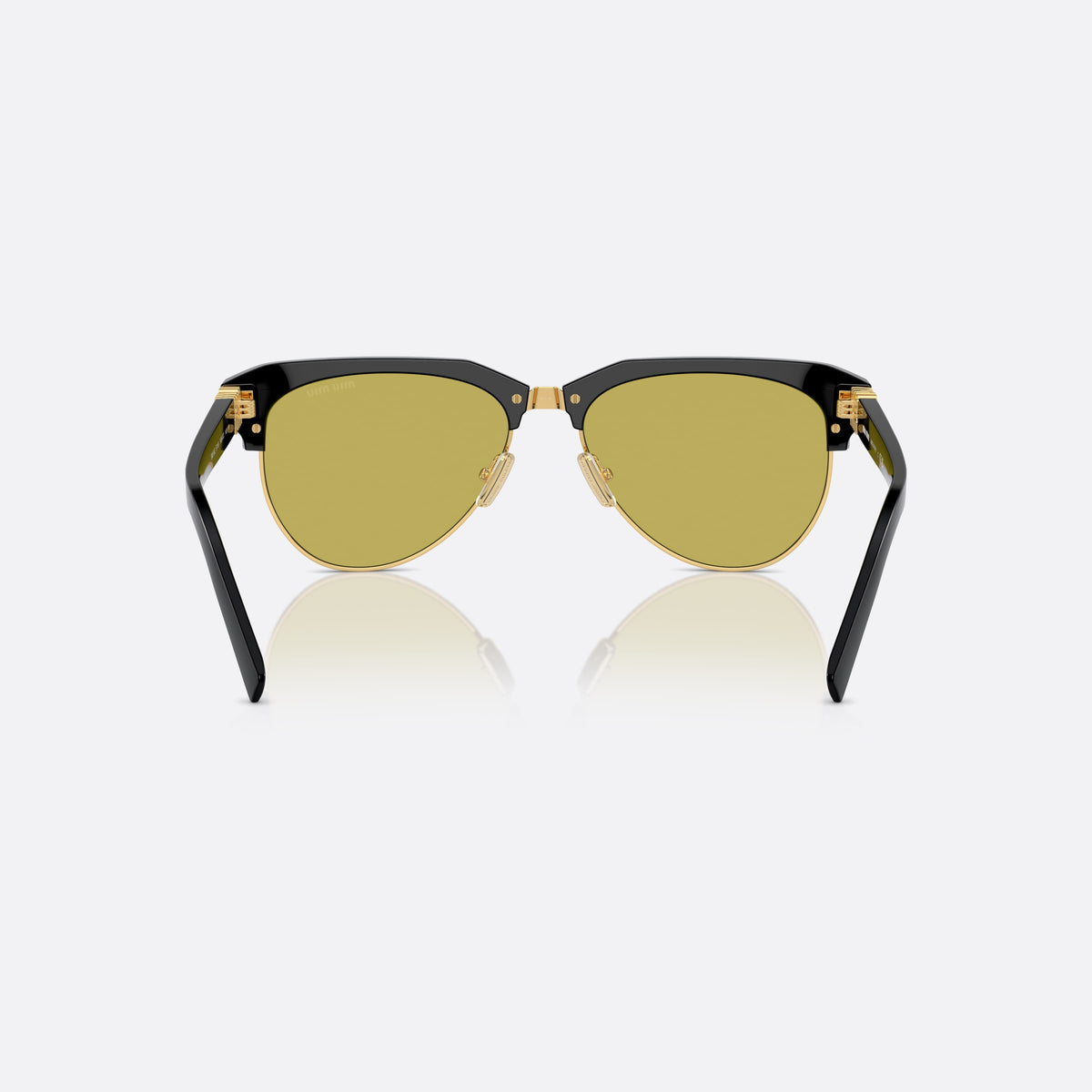 Ochelari de soare Miu Miu MU 09ZS 1AB-07O, pilot negru, pentru femei, punte dublă cu centru metalic, literele brandului pe brațe