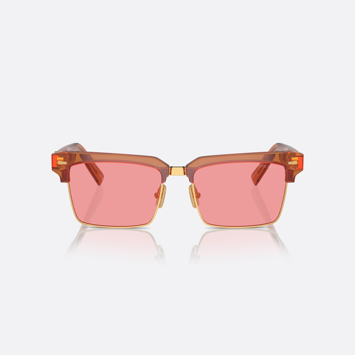 Miu Miu MU 10ZS 15T-1D0 sunglasses, brown square frame for women, metal bridge with polished finish, front view