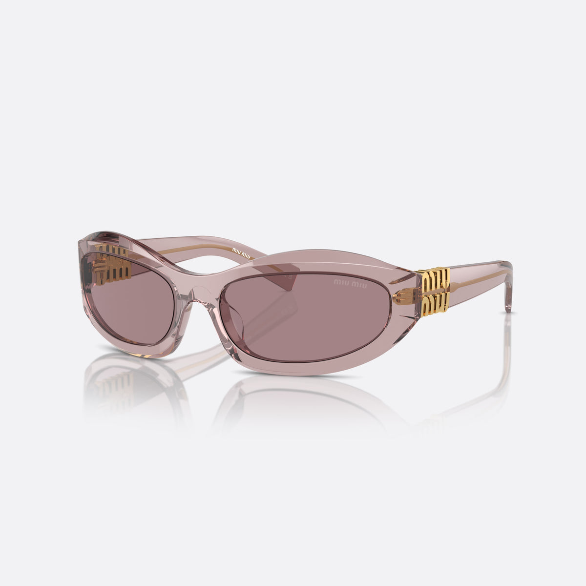 Miu Miu MU 14ZS 12W20I sunglasses, violet irregular frame for women, keyhole bridge, brand lettering on temples, full-rim frame