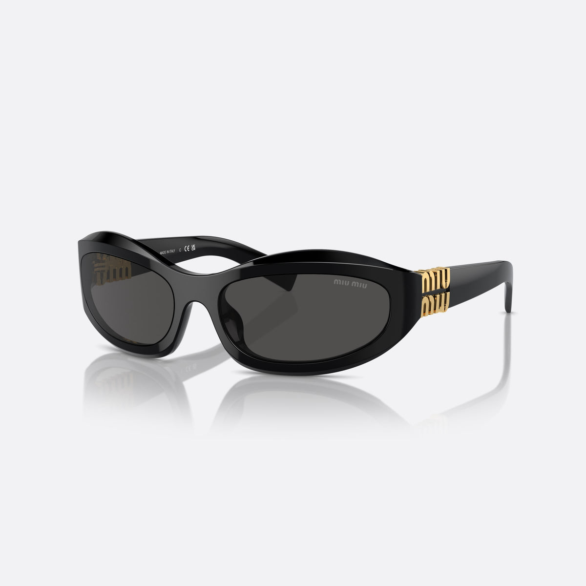 Ochelari de soare Miu Miu MU 14ZS 16K08Z, neregulat negru, pentru femei, punte integrată fără plăcuțe nazale vizibile
