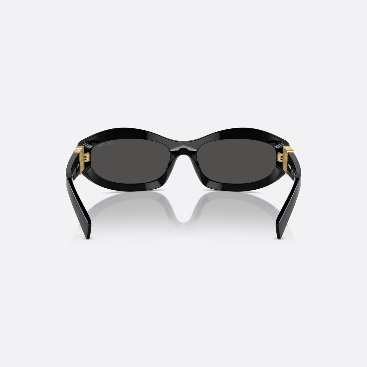 Ochelari de soare Miu Miu MU 14ZS 16K08Z, neregulat negru, pentru femei, punte integrată fără plăcuțe nazale vizibile, vedere din spate