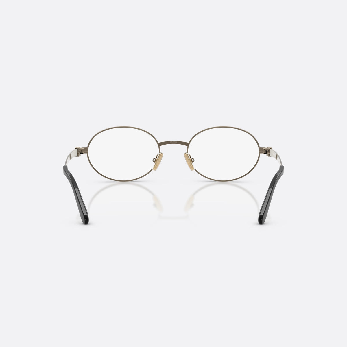 Rame ochelari de vedere Miu Miu MU 50ZV 26C1O1, ovali auriu, pentru femei, punte metalică simplă, literele brandului pe brațe, vedere din spate