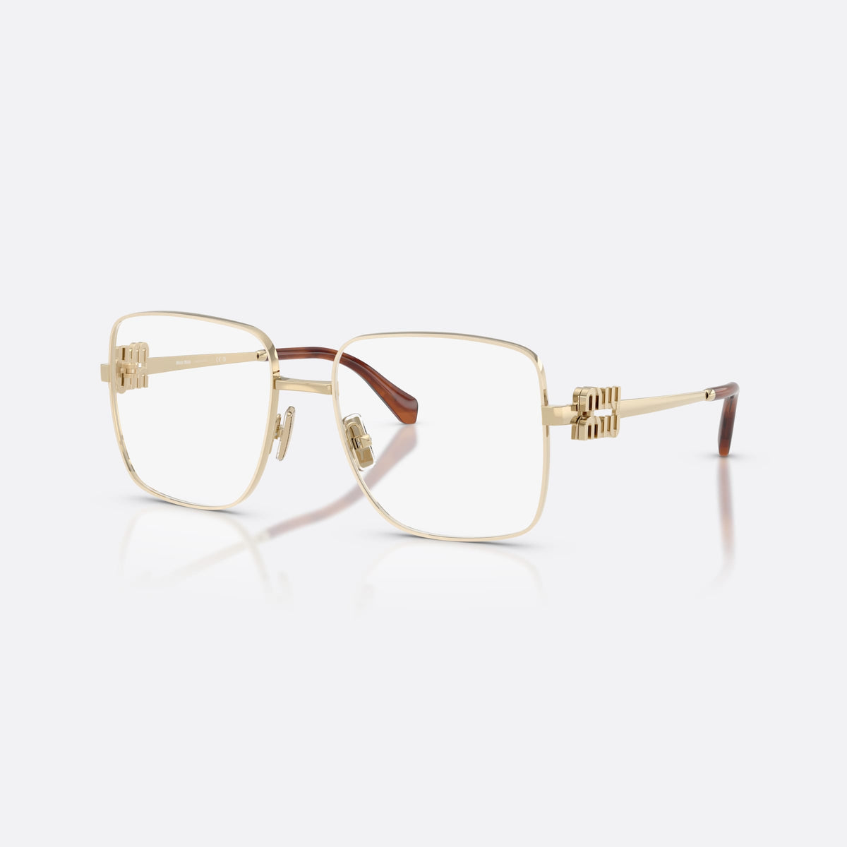 Rame ochelari de vedere Miu Miu MU 51XV 14M1O1, patrati bej, pentru femei, punte metalică simplă, plăcuță cu logoul brandului pe brațe