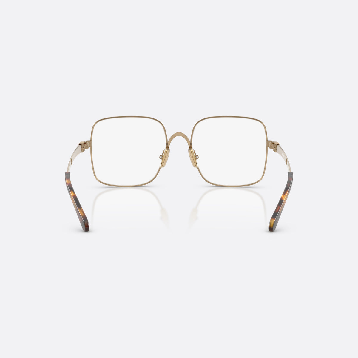 Miu Miu MU 51YV 24H1O1 eyeglasses, brown square frame for women, metal saddle bridge with arch, full-rim thin frame, back view