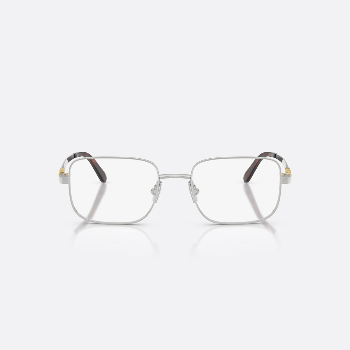 Rame ochelari de vedere Miu Miu MU 51ZV 1BC1O1, rectangulari argintiu, pentru femei, punte metalică simplă, literele brandului pe brațe, vedere din față