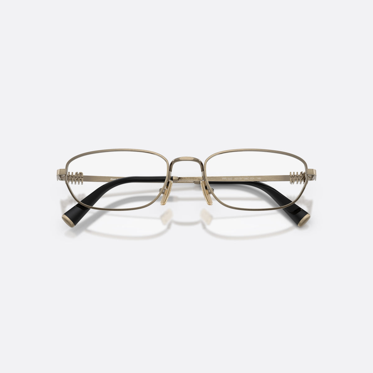 Rame ochelari de vedere Miu Miu MU 52ZV 26C1O1, neregulat auriu, pentru femei, punte metalică simplă, placă cu logoul brandului pe brațe, cu brațele pliate