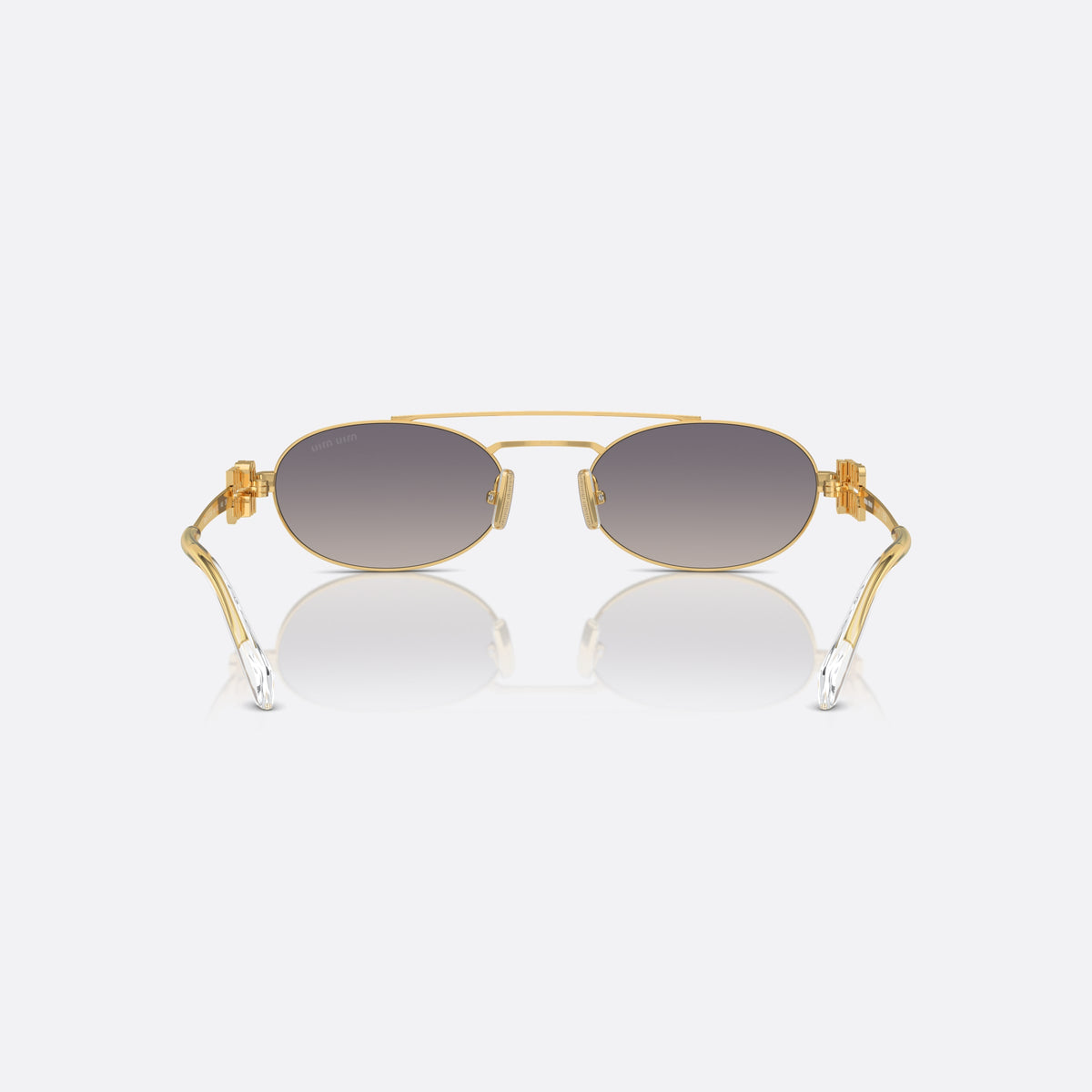 Ochelari de soare Miu Miu MU 54ZS 5AK-30C, ovali auriu, pentru femei, punte dublă cu bară superioară, accesorii metalice aurii