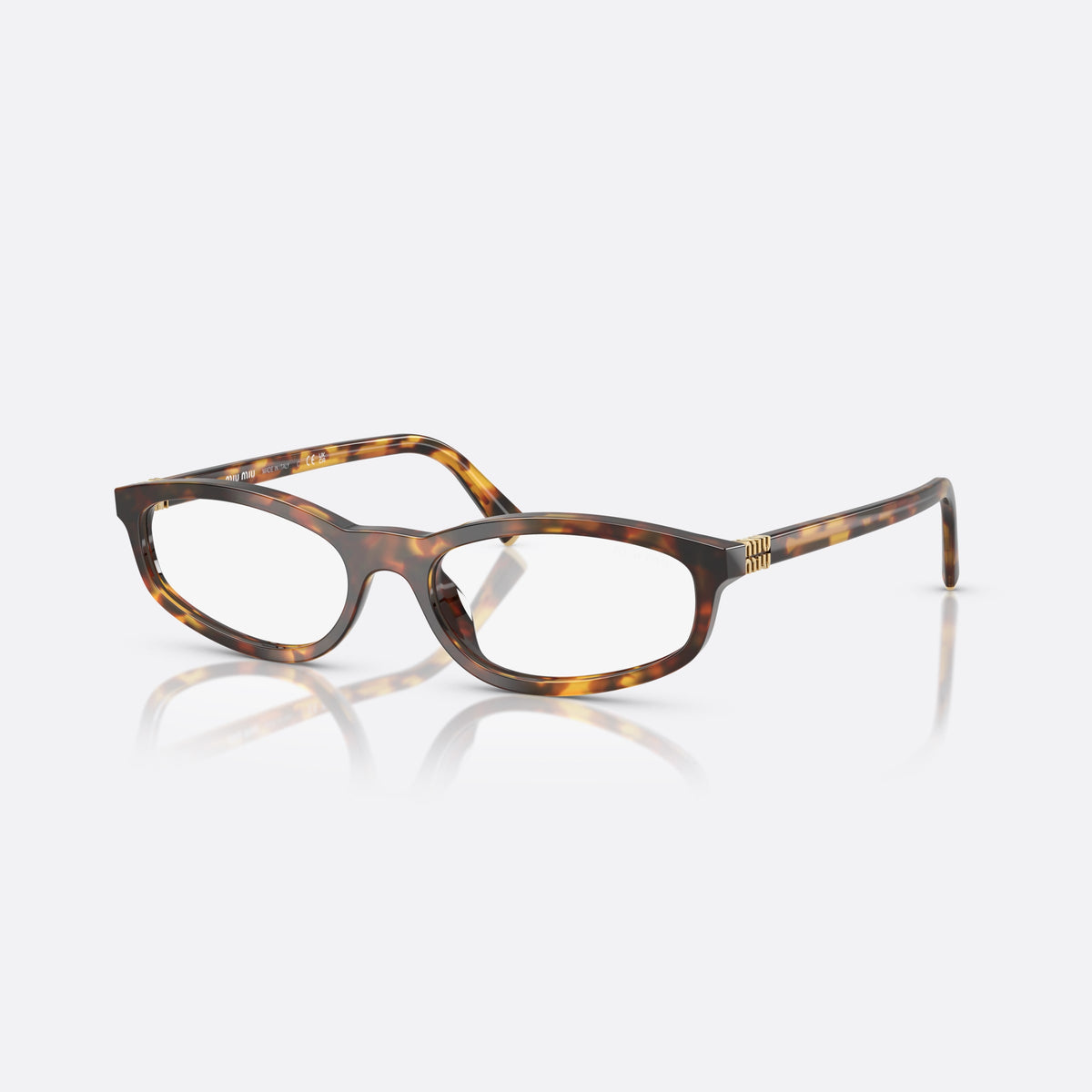 Ochelari de soare Miu Miu MU A06S 14L08N, neregulat havana, pentru femei, punte simplă, literele brandului pe brațe, ramă completă