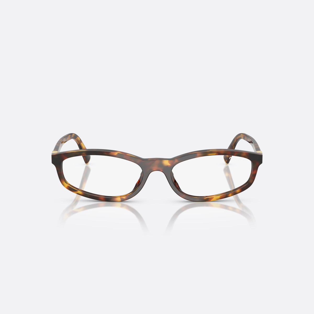 Ochelari de soare Miu Miu MU A06S 14L08N, neregulat havana, pentru femei, punte simplă, literele brandului pe brațe, ramă completă, vedere din față