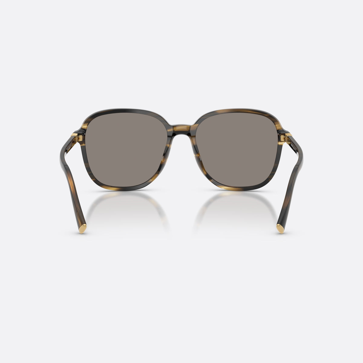 Miu Miu MU B01S 25E80Q sunglasses, green pillow frame for women, plain bridge, brand lettering on temples, full-rim frame, back view