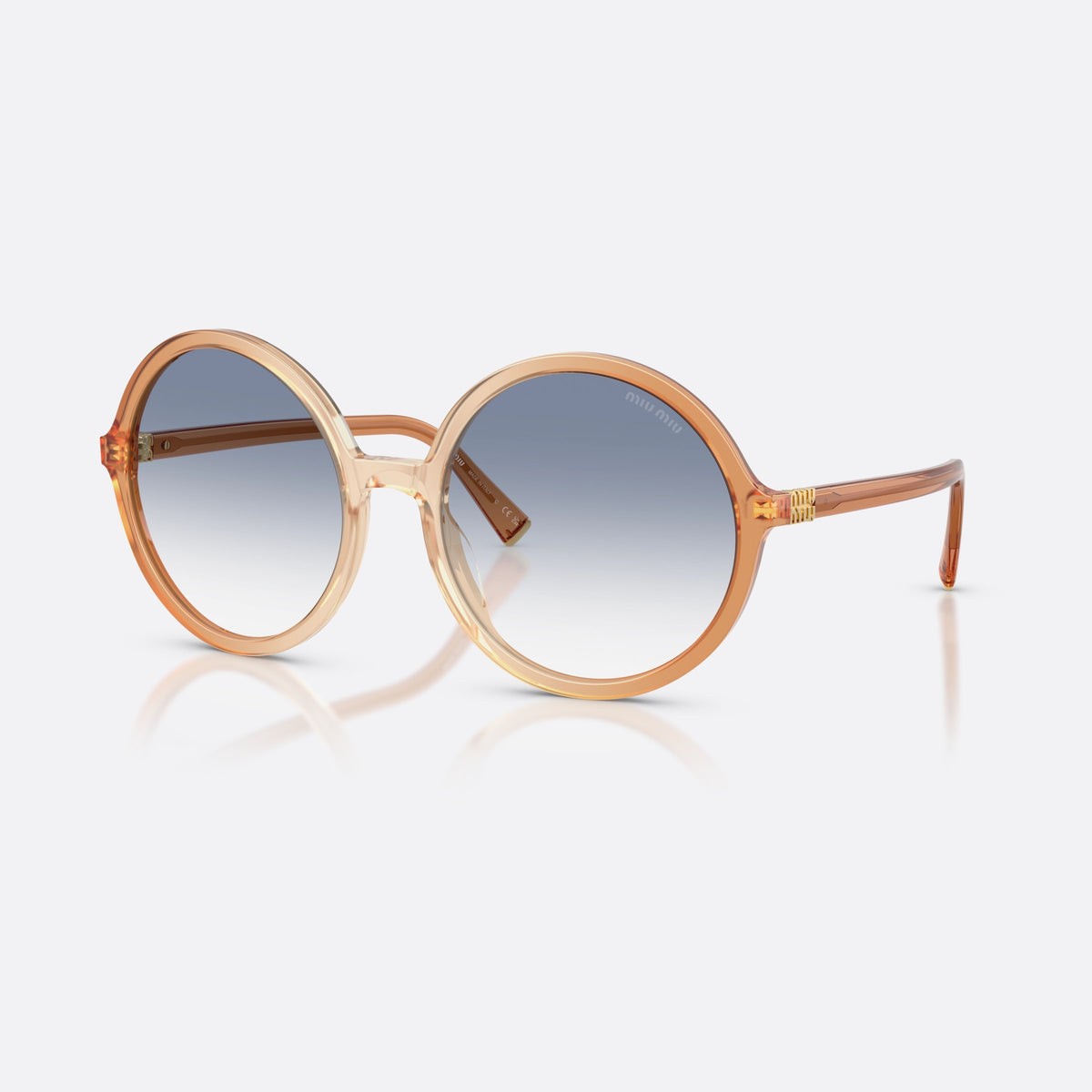 Ochelari de soare Miu Miu MU B02S 26G80O, rotunzi maro, pentru femei, punte simplă, integrată în ramă, ramă completă