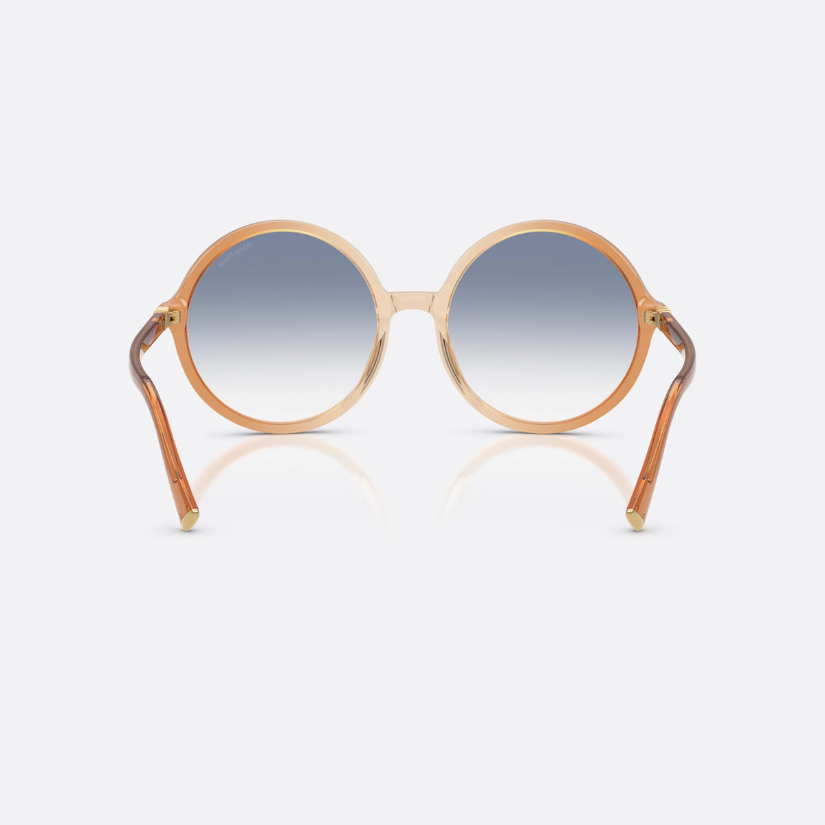 Ochelari de soare Miu Miu MU B02S 26G80O, rotunzi maro, pentru femei, punte simplă, integrată în ramă, ramă completă, vedere din spate