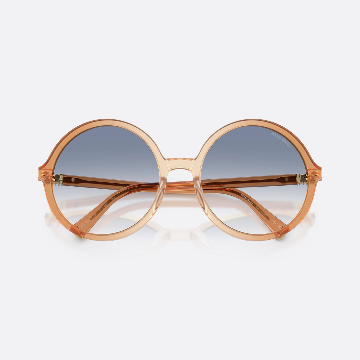 Ochelari de soare Miu Miu MU B02S 26G80O, rotunzi maro, pentru femei, punte simplă, integrată în ramă, ramă completă, cu brațele pliate