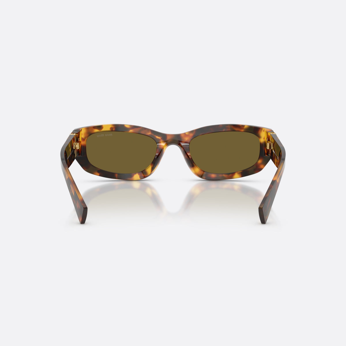 Ochelari de soare Miu Miu MU B04S 14L09Z, neregulat havana, pentru femei, punte simplă, literele brandului pe brațe, ramă completă, vedere din spate