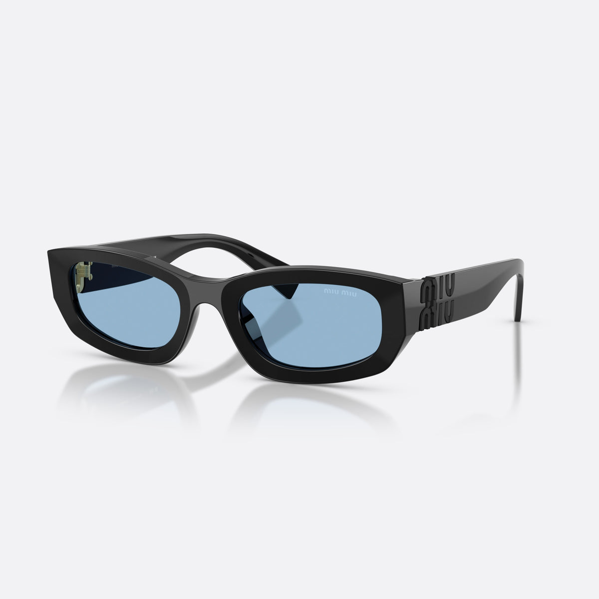 Ochelari de soare Miu Miu MU B04S 16K30U, neregulat negru, pentru femei, punte integrată simplă, literele brandului pe brațe