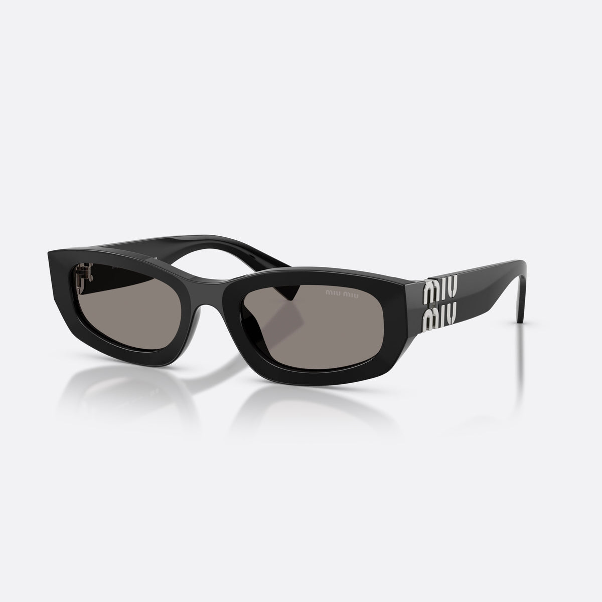 Ochelari de soare Miu Miu MU B04S 16K80Q, neregulat negru, pentru femei, punte simplă, litere ale brandului pe brațe, ramă completă