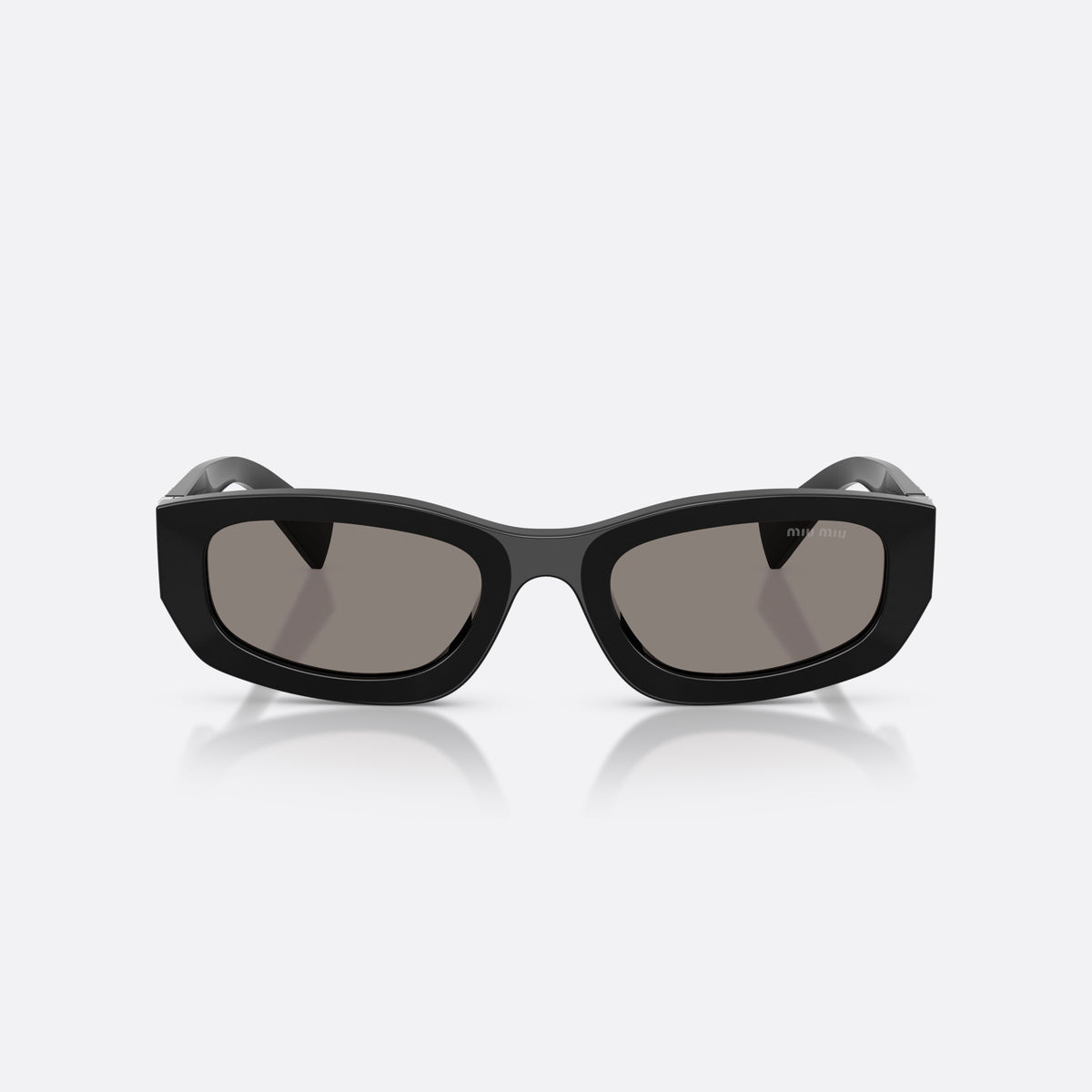 Ochelari de soare Miu Miu MU B04S 16K80Q, neregulat negru, pentru femei, punte simplă, litere ale brandului pe brațe, ramă completă, vedere din față