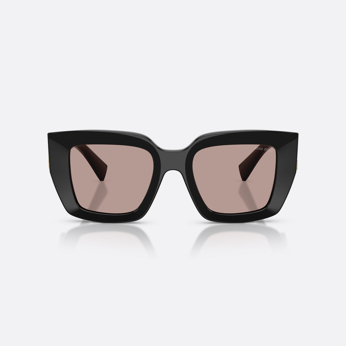 Miu Miu MU B05S 16K20I sunglasses, black square frame for women, plain bridge, wide temples, full-rim frame, front view