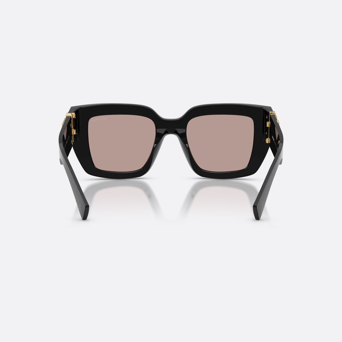 Miu Miu MU B05S 16K20I sunglasses, black square frame for women, plain bridge, wide temples, full-rim frame, back view