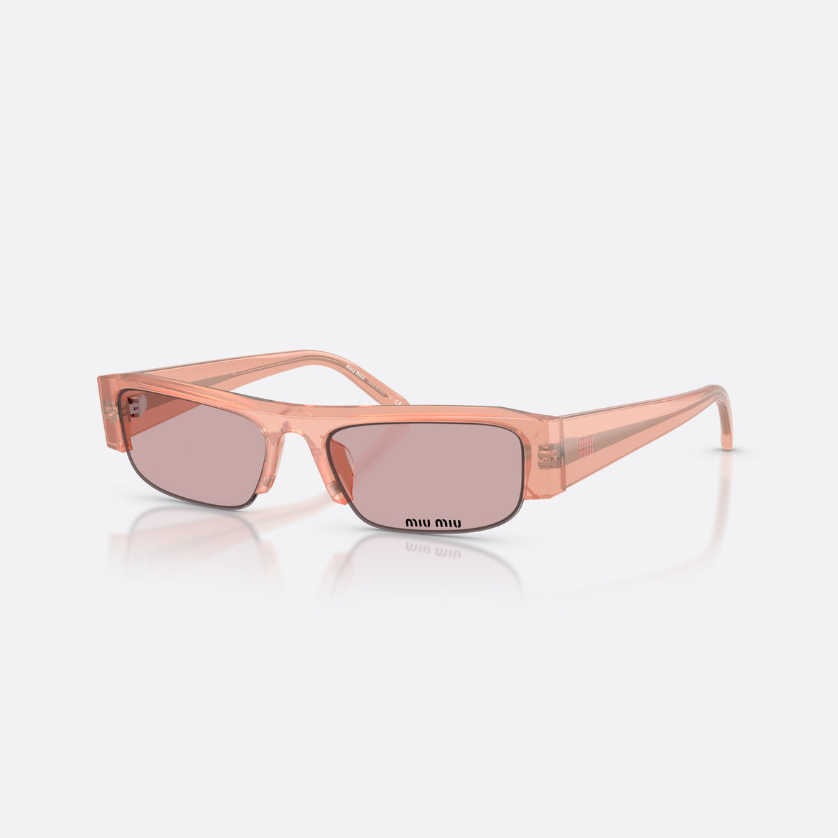 Ochelari de soare Miu Miu MU B07S 20I60V, rectangulari roz, pentru femei, punte integrată simplă, litere ale brandului pe lentilă