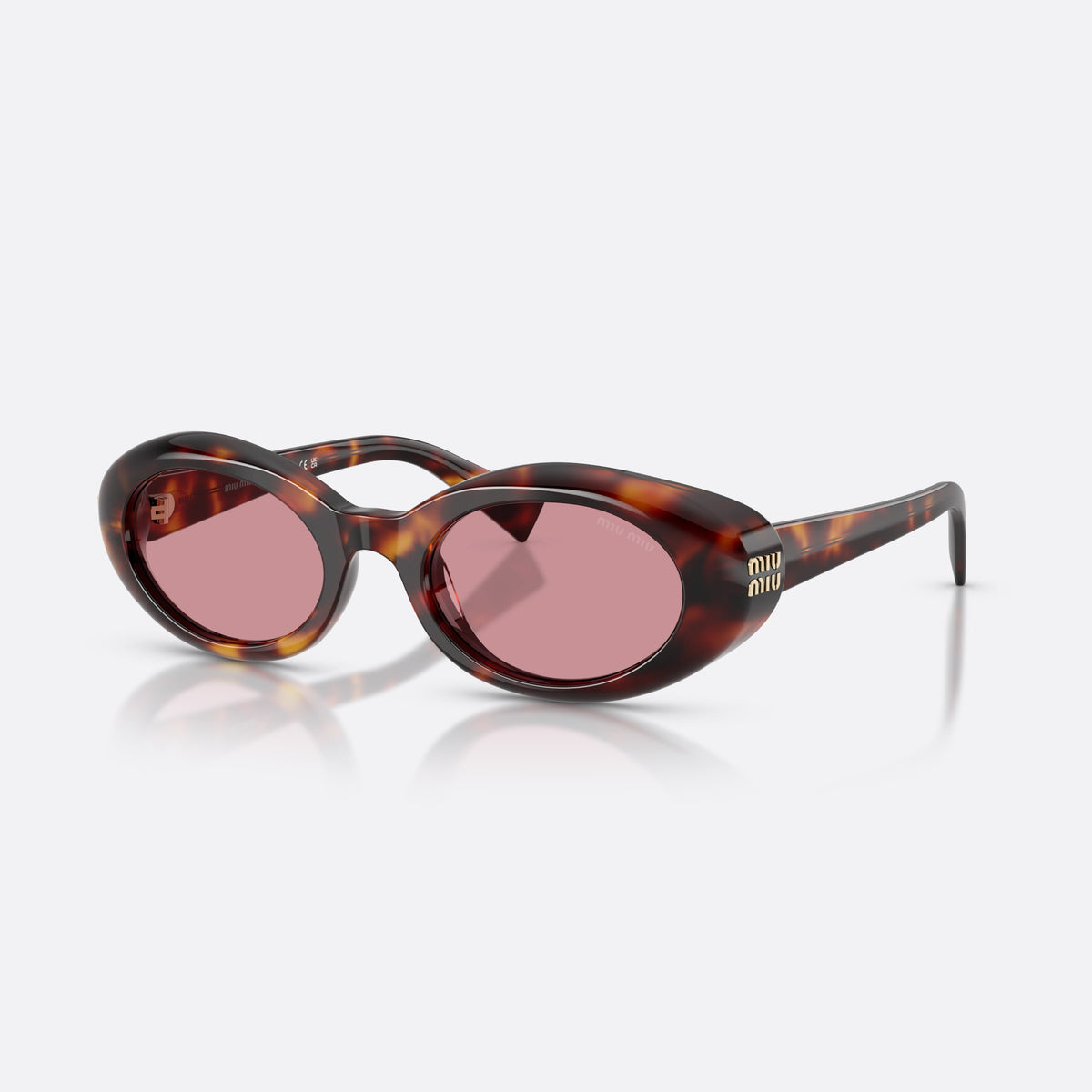 Ochelari de soare Miu Miu MU B09S 27L50Y, ovali havana, pentru femei, punte simplă, litere ale brandului pe brațe