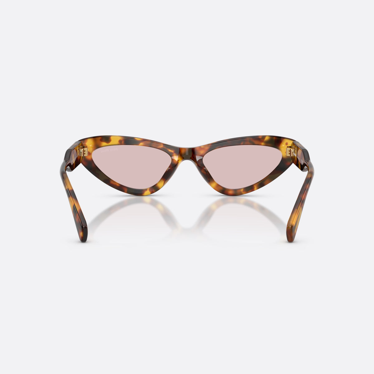 Miu Miu MU B11SU 14L4I0 sunglasses, havana cat eye frame for women, plain bridge joining lenses, full-rim acetate-style frame, back view