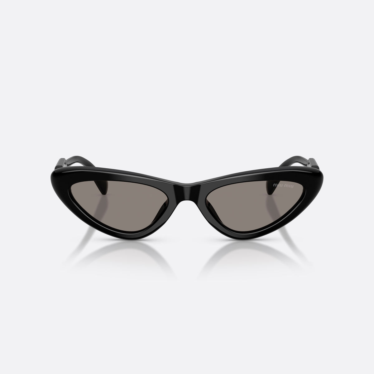 Miu Miu MU B11SU 16K80Q sunglasses, black cat eye frame for women, plain bridge joining lenses, full-rim thick frame, front view