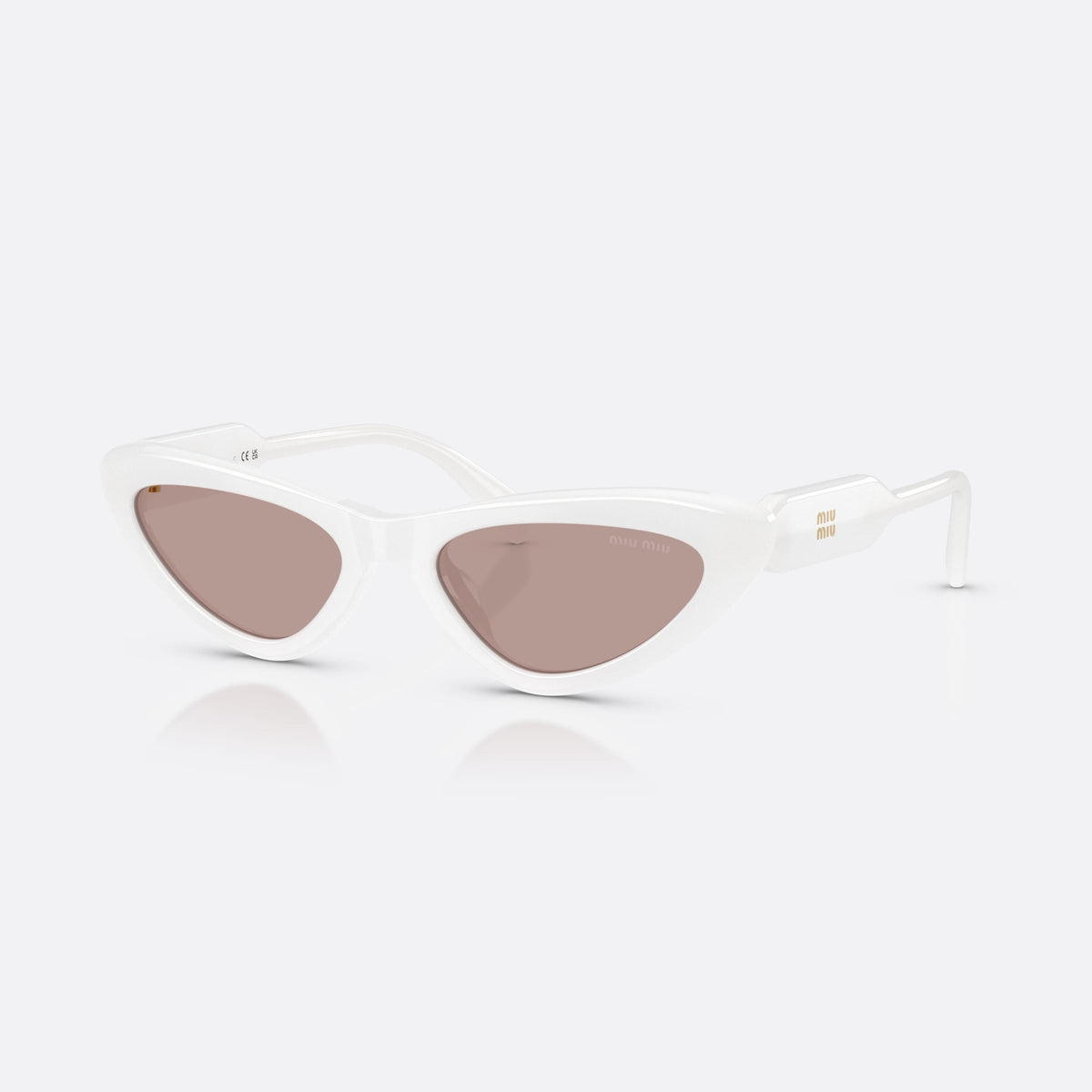 Ochelari de soare Miu Miu MU B11SU 20M20I, cat eye alb, pentru femei, punte simplă, literele brandului pe brațe, ramă completă