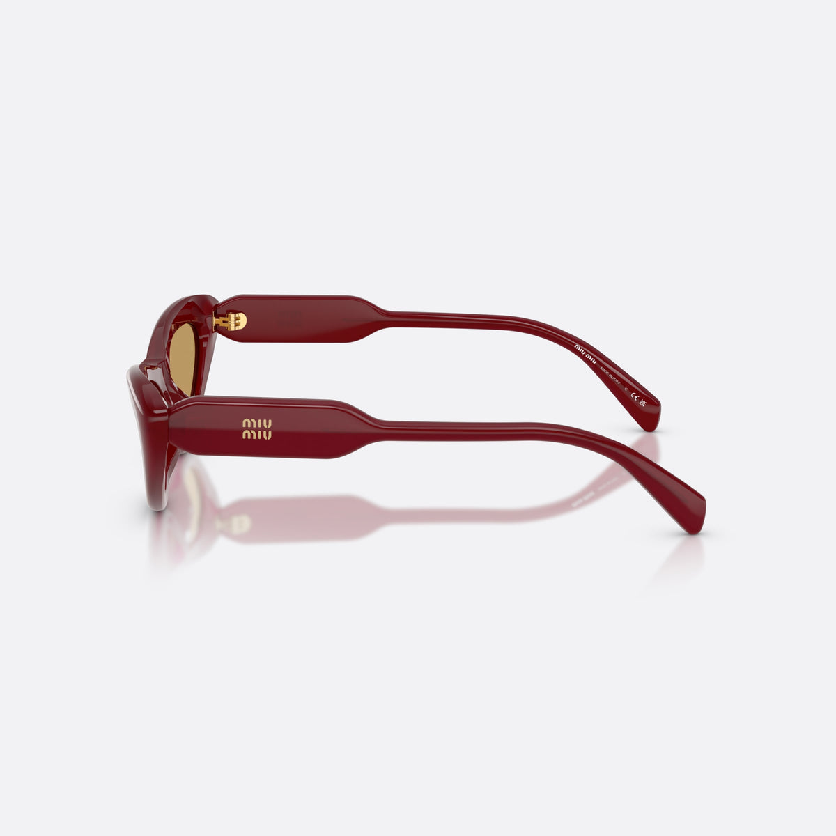 Ochelari de soare Miu Miu MU B11SU 21I10Y, cat eye violet, pentru femei, punte simplă, litere ale brandului pe brațe, ramă completă, vedere laterală
