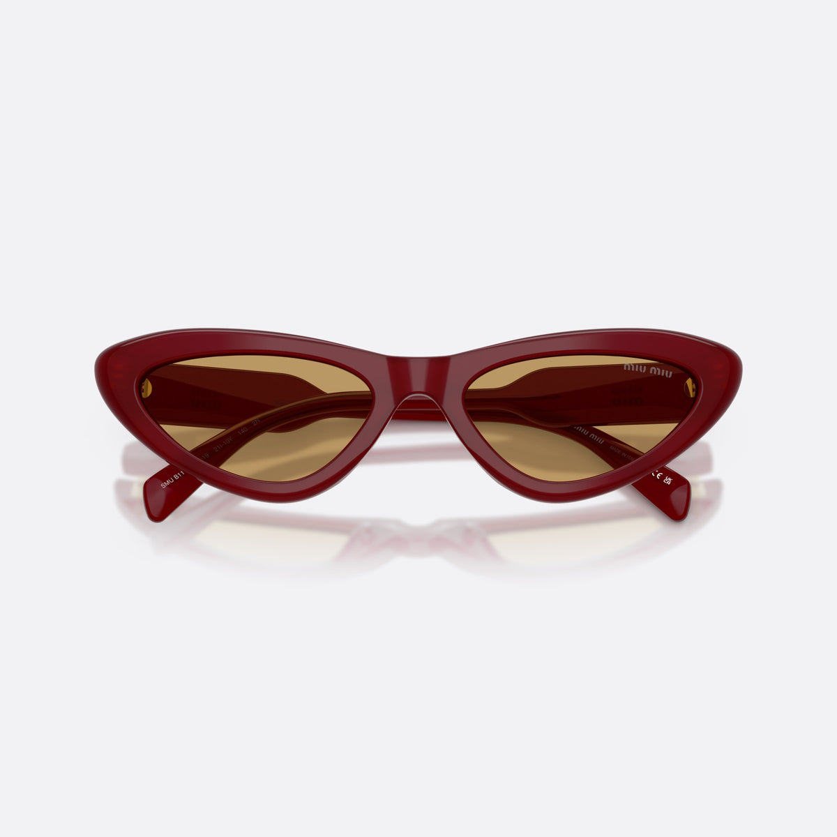 Ochelari de soare Miu Miu MU B11SU 21I10Y, cat eye violet, pentru femei, punte simplă, litere ale brandului pe brațe, ramă completă, cu brațele pliate