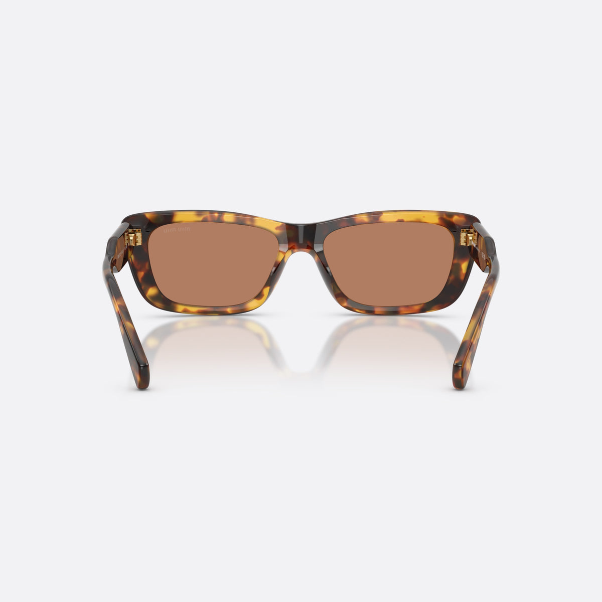 Ochelari de soare Miu Miu MU B12S 14L20D, rectangulari havana, pentru femei, punte simplă, literele brandului pe brațe, placă pe brațe, vedere din spate