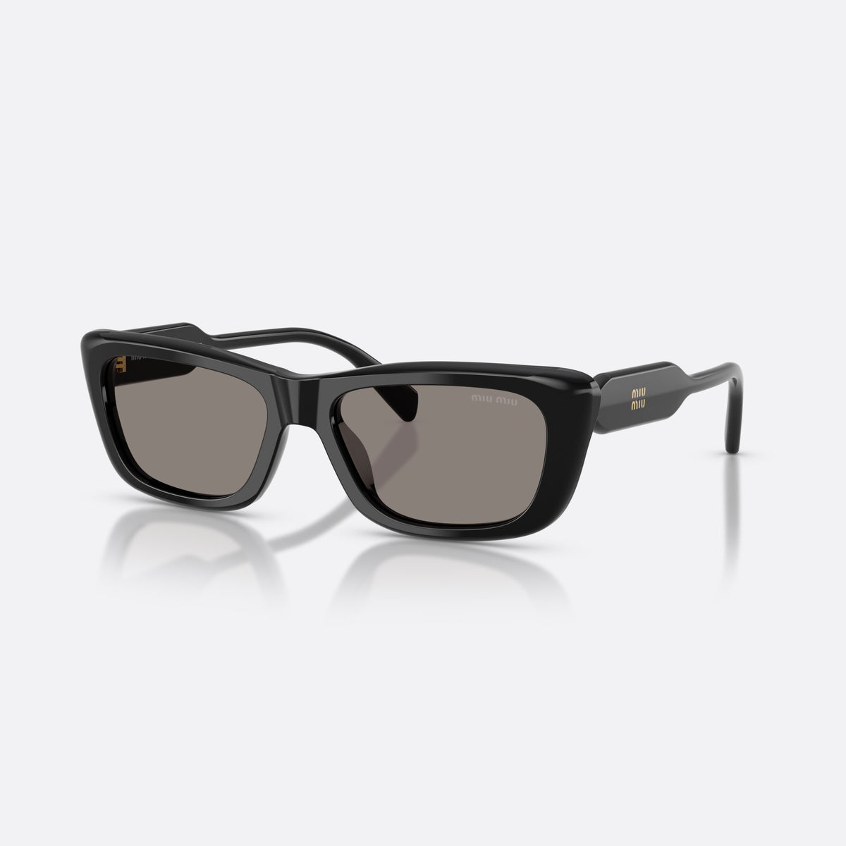 Miu Miu MU B12S 16K80Q sunglasses, black rectangle frame for women, plain bridge, integrated into frame, full-rim frame