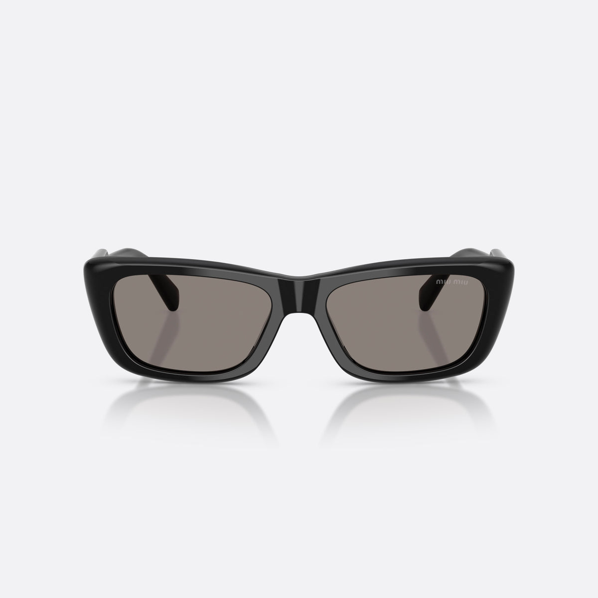 Miu Miu MU B12S 16K80Q sunglasses, black rectangle frame for women, plain bridge, integrated into frame, full-rim frame, front view