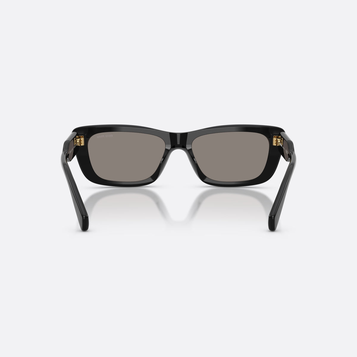 Miu Miu MU B12S 16K80Q sunglasses, black rectangle frame for women, plain bridge, integrated into frame, full-rim frame, back view