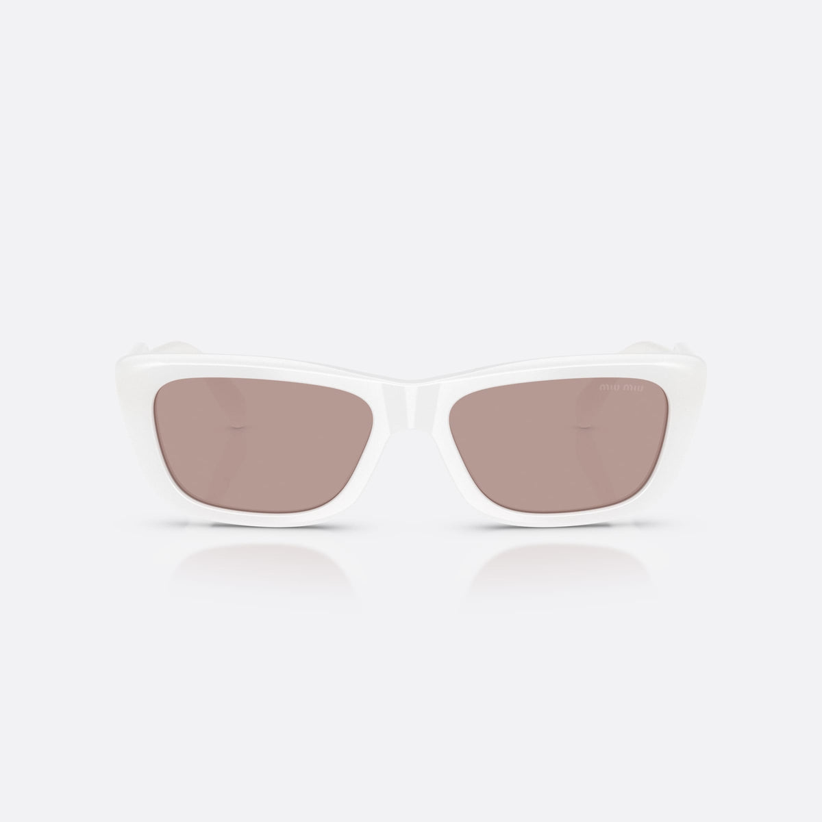Miu Miu MU B12S 20M20I sunglasses, white rectangle frame for women, plain bridge, integrated into frame, full-rim thick frame, front view