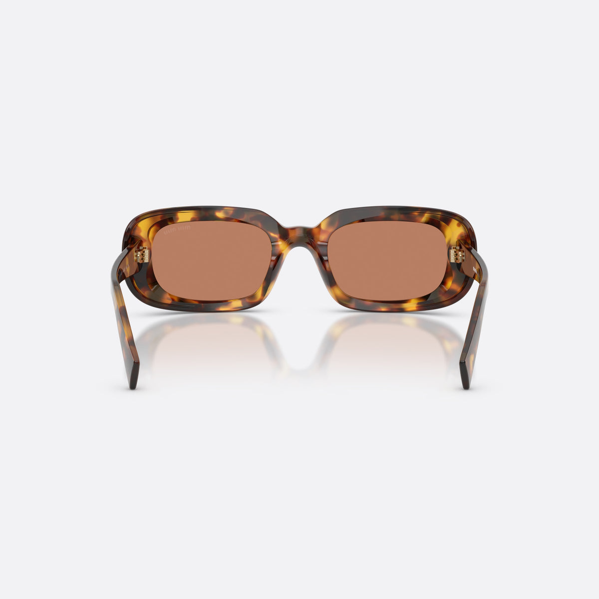 Ochelari de soare Miu Miu MU B13S 14L90Q, rectangulari havana, pentru femei, punte simplă, integrată în ramă, ramă completă, vedere din spate